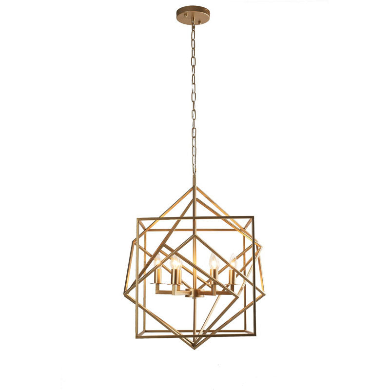 Interlocked Box Chandelier in Gold by Bethel