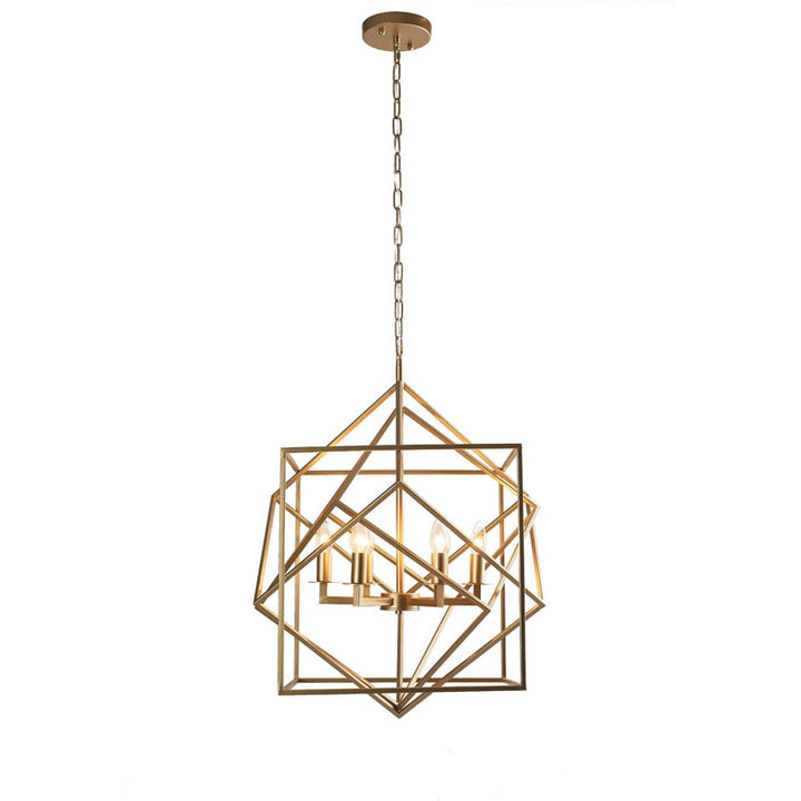 Interlocked Box Chandelier in Gold by Bethel