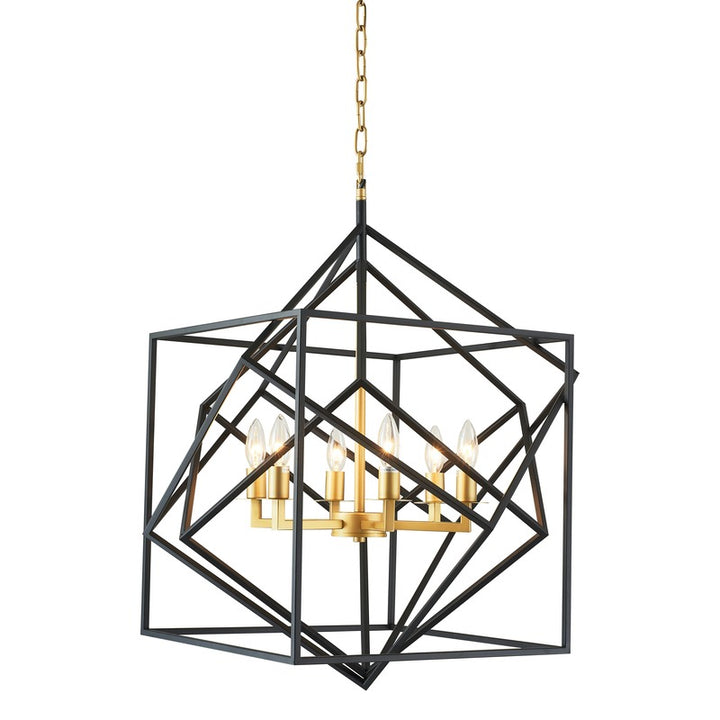 Interlocked Box Chandelier in Black & Gold by Bethel