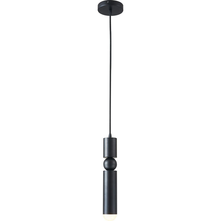 Matte Black Single Pendant Light Fixture with Rounded Base Tip by Bethel