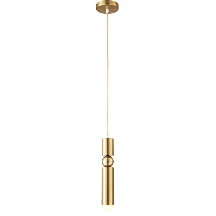 Brass Plated Single Pendant Light with Rounded Base Tip by Bethel