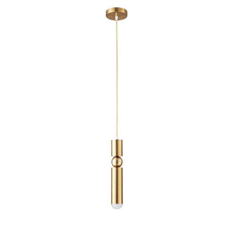 Brass Plated Single Pendant Light with Rounded Base Tip by Bethel - view 2