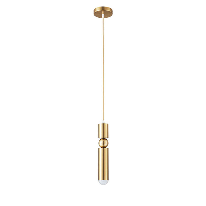 Brass Plated Single Pendant Light with Rounded Base Tip by Bethel - view 2
