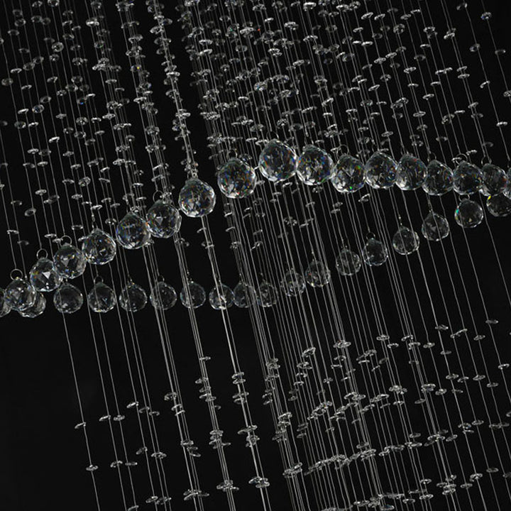 Chrome Flushed Chandelier with Clear Hanging Crystal Beads &amp; Balls Not Adjustable