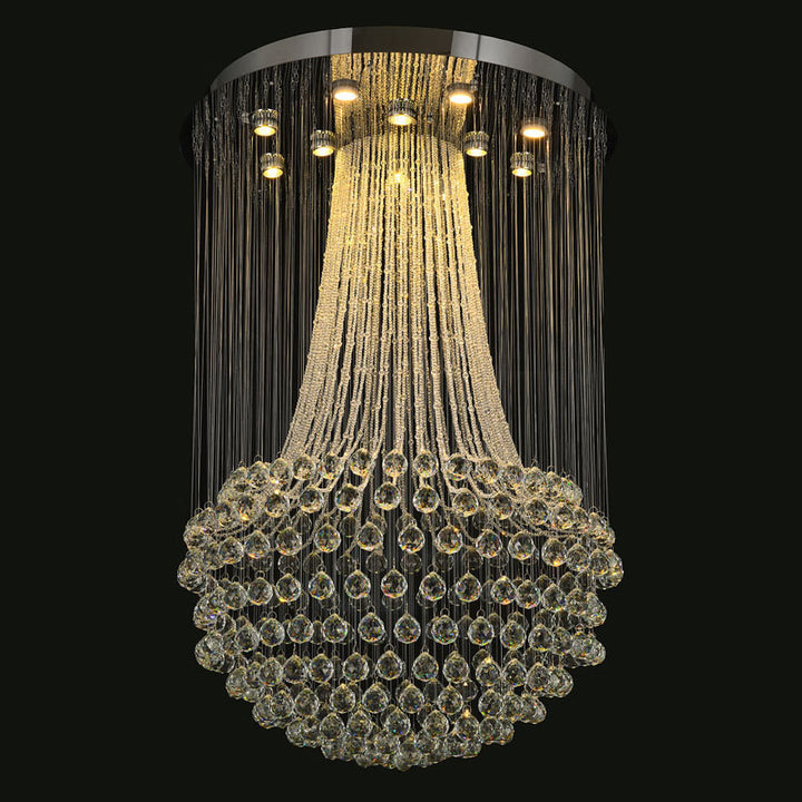 Flushed Chandelier with Clear Hanging Crystals and Beads Not Adjustable in