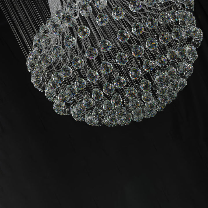 Flushed Chandelier with Clear Hanging Crystals and Beads Not Adjustable in
