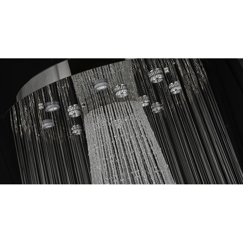 Flushed Chandelier with Clear Hanging Crystals and Beads Not Adjustable in