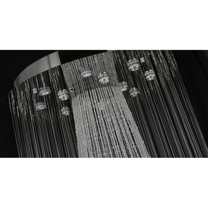 Flushed Chandelier with Clear Hanging Crystals and Beads Not Adjustable in