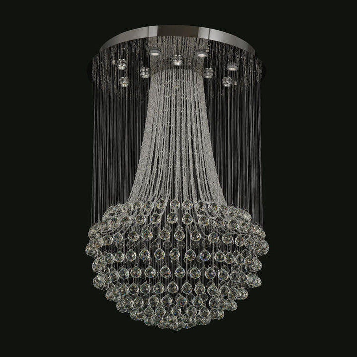 Flushed Chandelier with Clear Hanging Crystals and Beads Not Adjustable in
