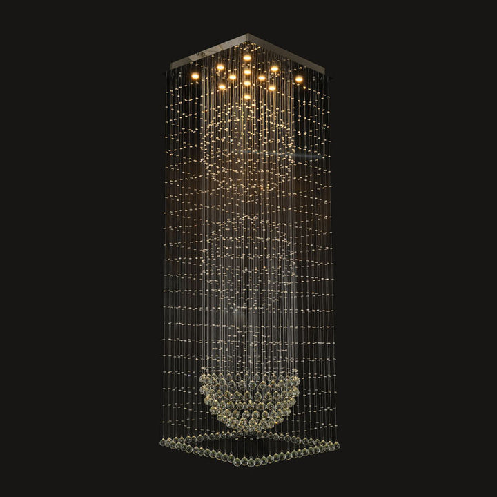 Flushed Chandelier with Clear Hanging Crystals and Beads Not Adjustable in