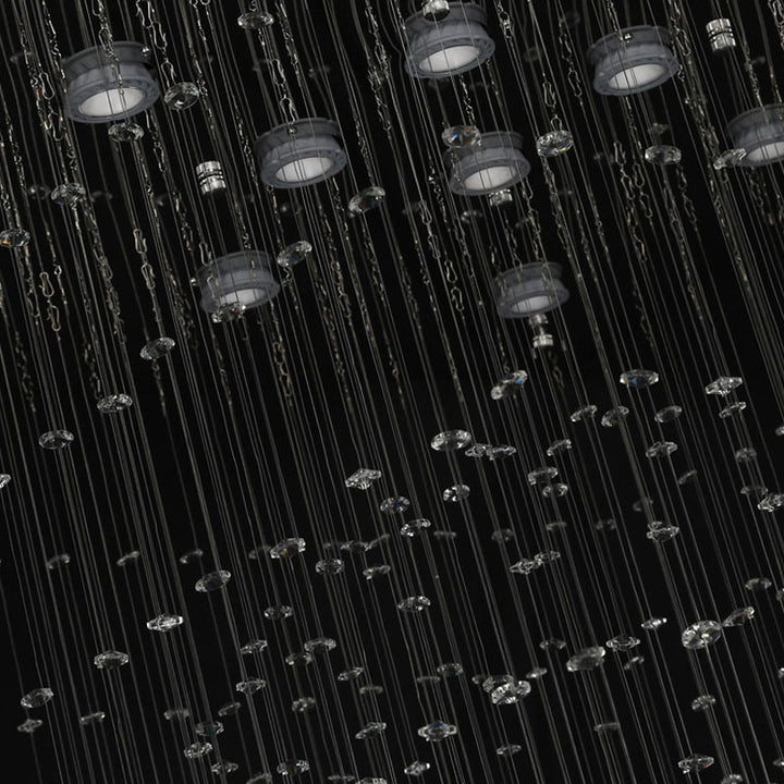 Flushed Chandelier with Clear Hanging Crystals and Beads Not Adjustable in