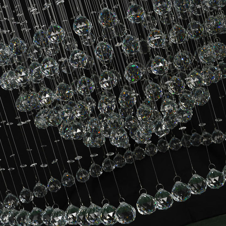 Flushed Chandelier with Clear Hanging Crystals and Beads Not Adjustable in