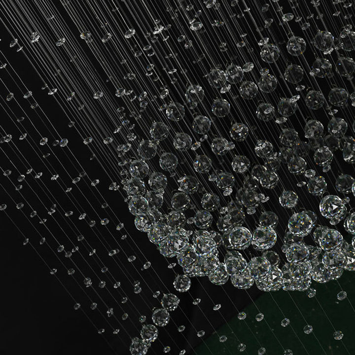 Flushed Chandelier with Clear Hanging Crystals and Beads Not Adjustable in