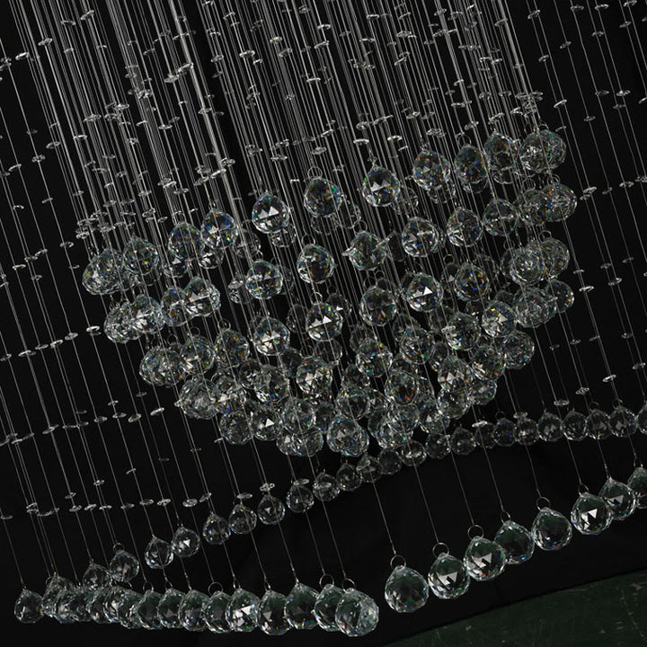 Flushed Chandelier with Clear Hanging Crystals and Beads Not Adjustable in