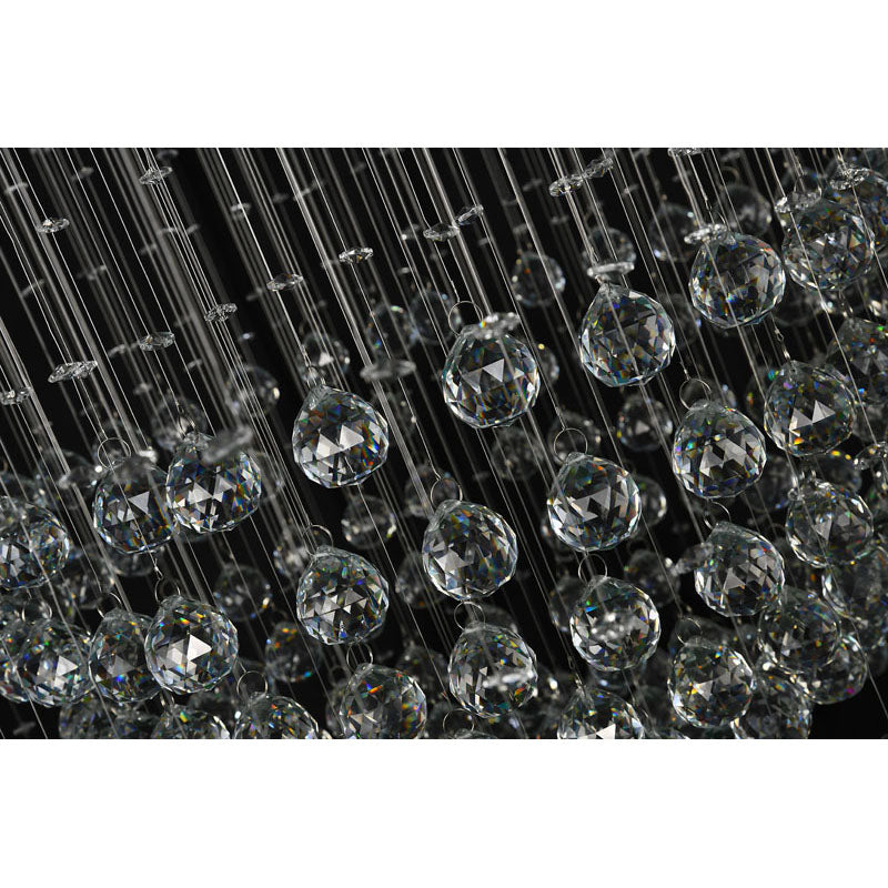 Flushed Chandelier with Clear Hanging Crystals and Beads Not Adjustable in