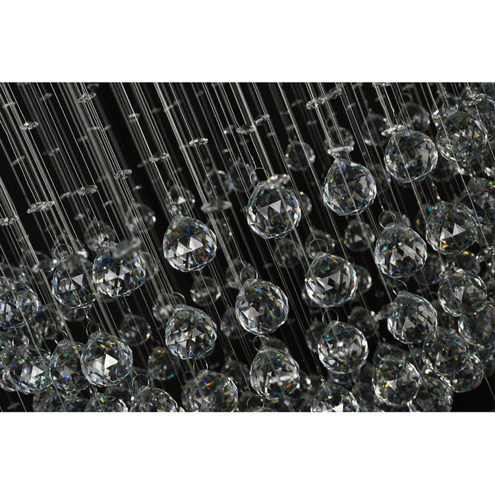 Flushed Chandelier with Clear Hanging Crystals and Beads Not Adjustable in