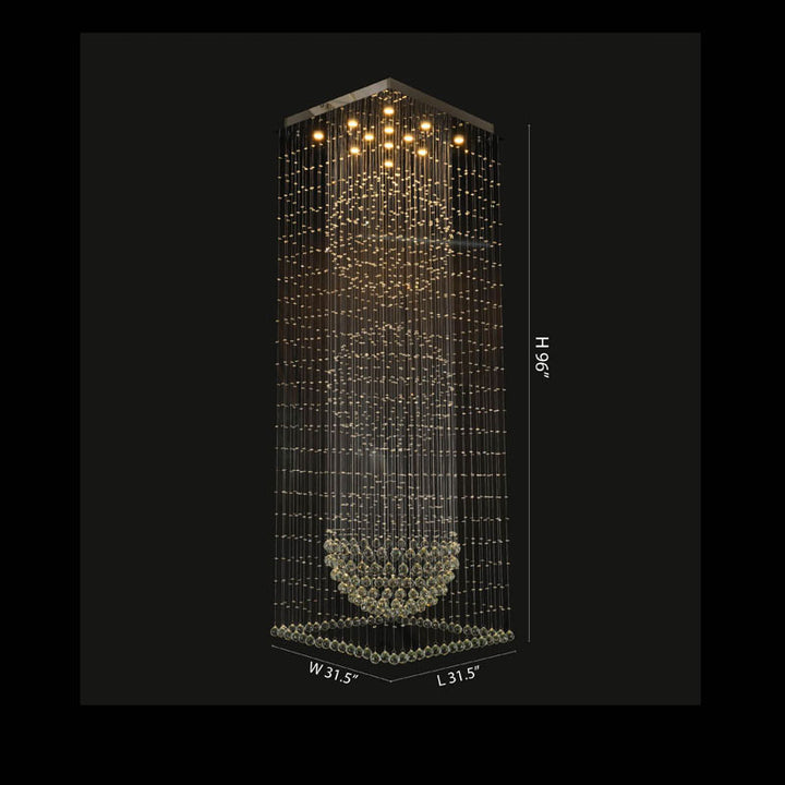 Flushed Chandelier with Clear Hanging Crystals and Beads Not Adjustable in