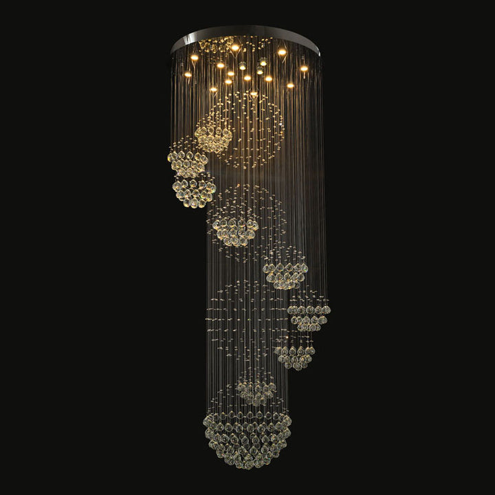 Flushed Chandelier with Clear Hanging Crystals and Beads Not Adjustable in