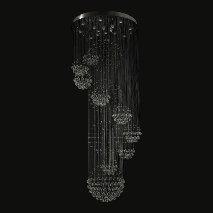 Flushed Chandelier with Clear Hanging Crystals and Beads Not Adjustable in