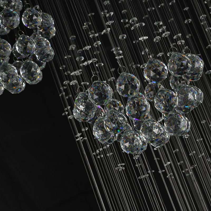 Flushed Chandelier with Clear Hanging Crystals and Beads Not Adjustable in