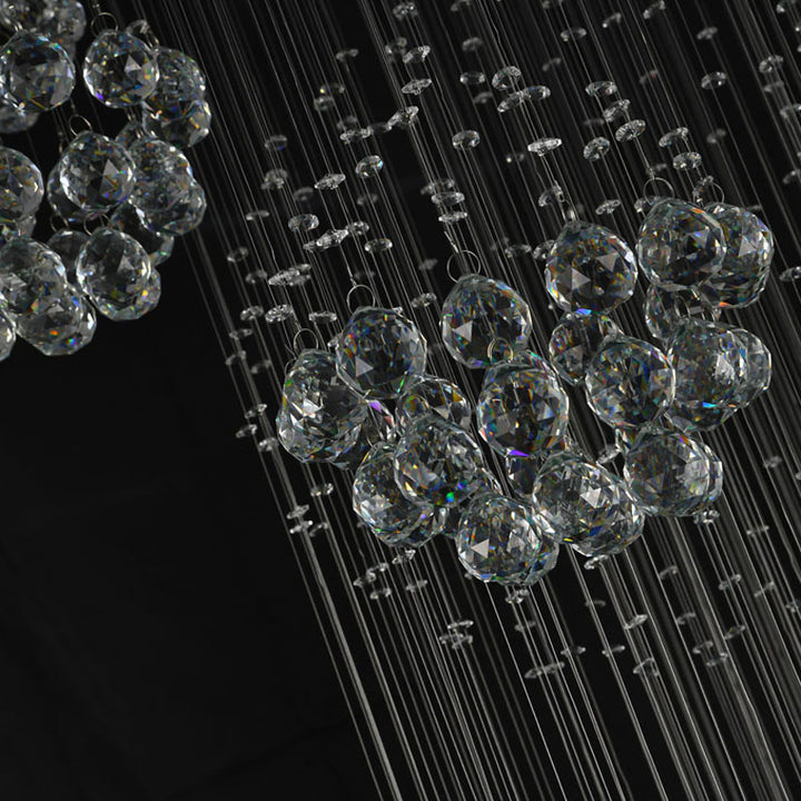 Flushed Chandelier with Clear Hanging Crystals and Beads Not Adjustable in
