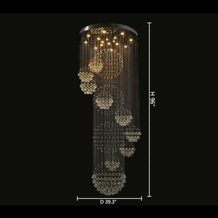 Flushed Chandelier with Clear Hanging Crystals and Beads Not Adjustable in