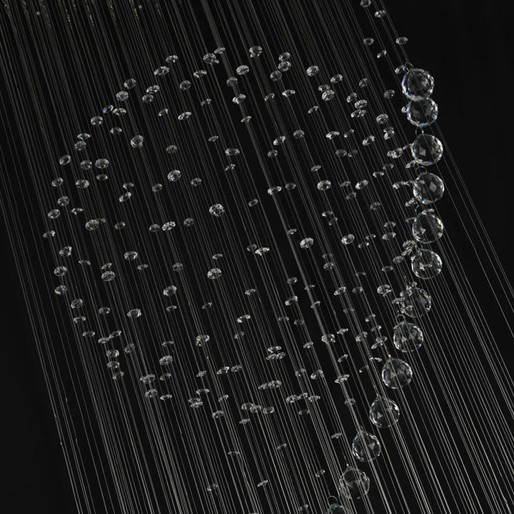 Chrome Flushed Chandelier with Clear Hanging Crystals and Beads Not Adjustable in