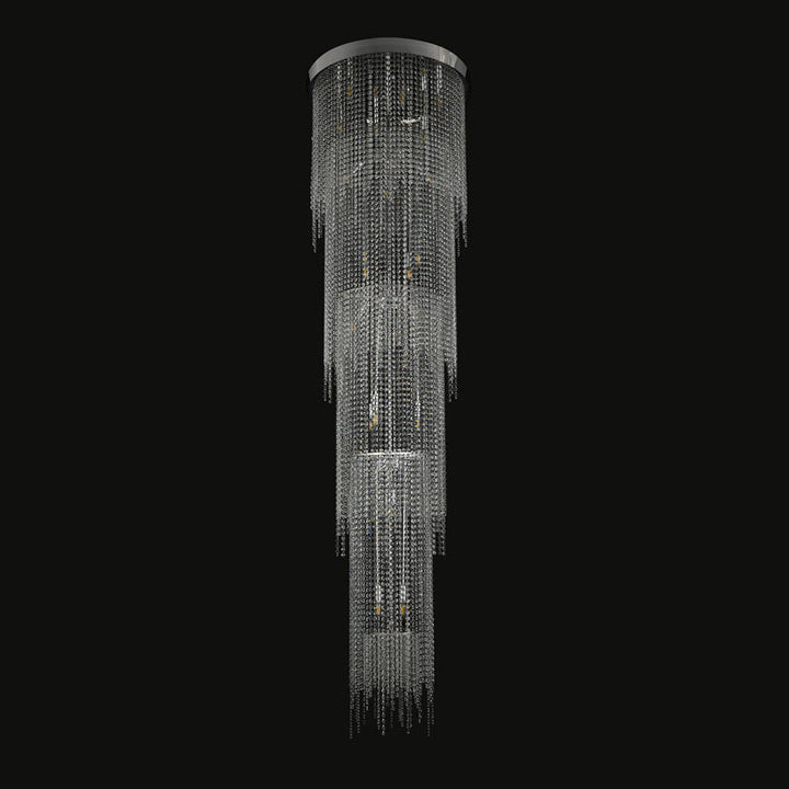 Chrome Flushed Chandelier with Clear Hanging Crystals Not Adjustable in Height