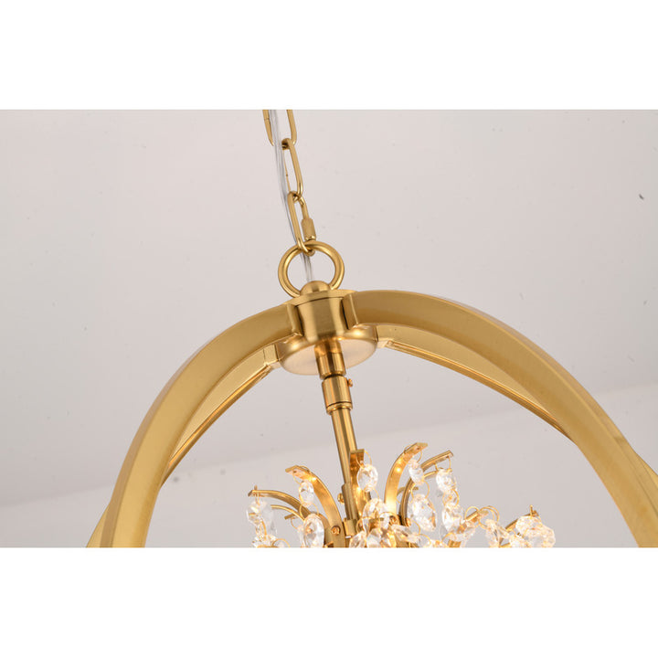 Metal Cage Chandelier with Clear Hanging Beaded Crystals by Bethel - view 3