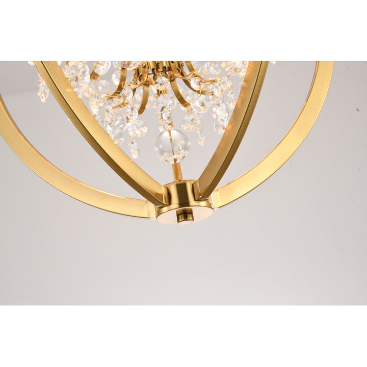 Metal Cage Chandelier with Clear Hanging Beaded Crystals by Bethel - view 4