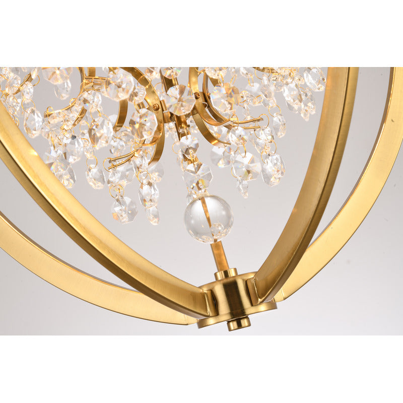Metal Cage Chandelier with Clear Hanging Beaded Crystals by Bethel - view 5
