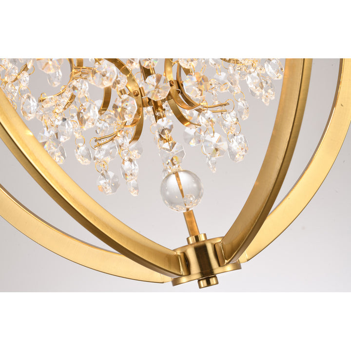 Metal Cage Chandelier with Clear Hanging Beaded Crystals by Bethel - view 5