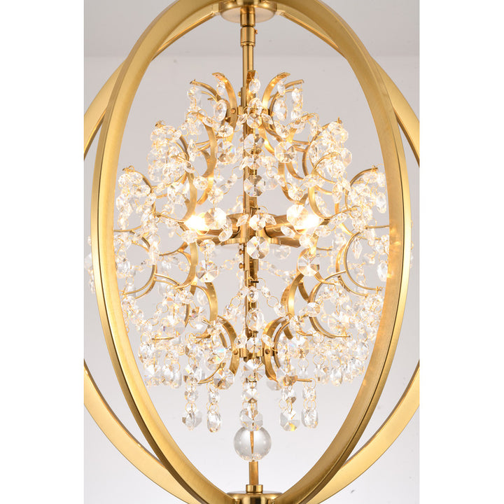 Metal Cage Chandelier with Clear Hanging Beaded Crystals by Bethel - view 6