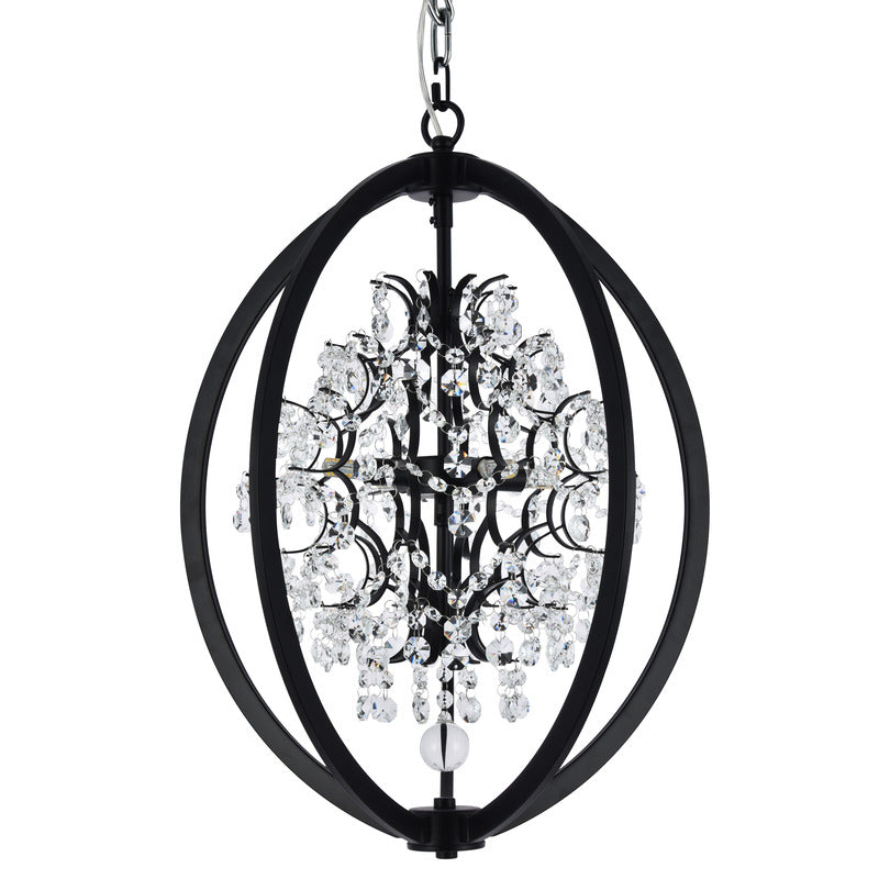 Metal Cage Chandelier with Clear Hanging Beaded Crystals by Bethel - view 12