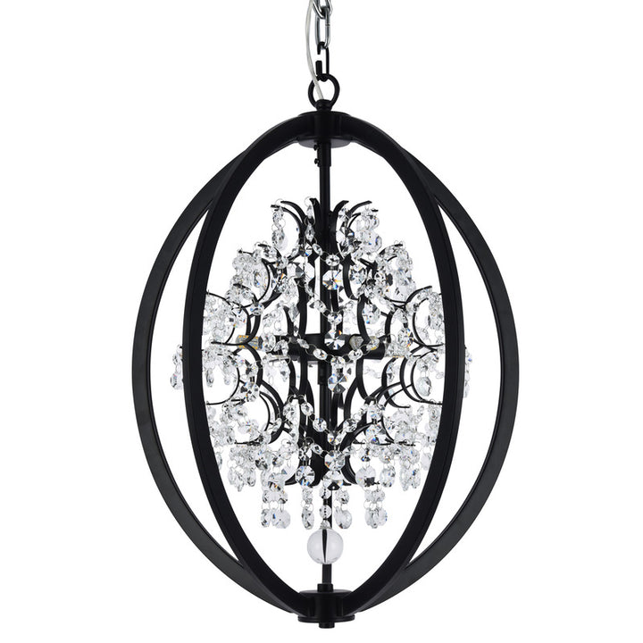 Metal Cage Chandelier with Clear Hanging Beaded Crystals by Bethel - view 12