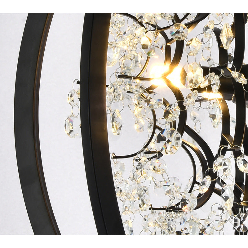Metal Cage Chandelier with Clear Hanging Beaded Crystals by Bethel - view 13