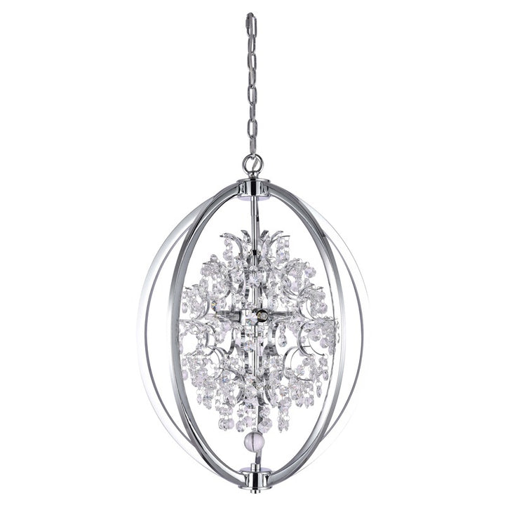 Metal Cage Chandelier with Clear Hanging Beaded Crystals by Bethel - view 18