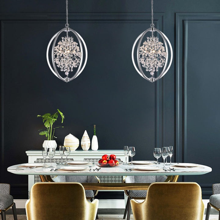 Metal Cage Chandelier with Clear Hanging Beaded Crystals by Bethel - view 20