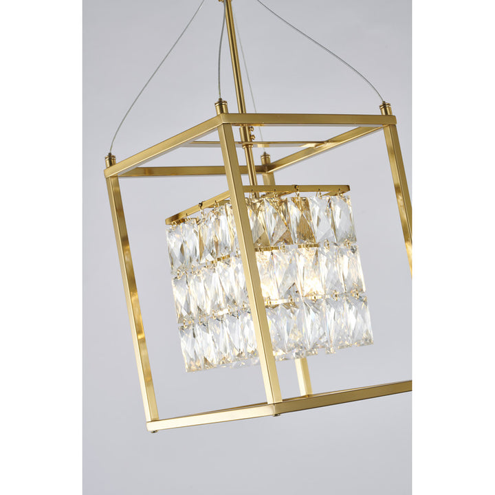 Metal Frame Chandelier with Clear Hanging Crystals (LA11) by Bethel - view 5