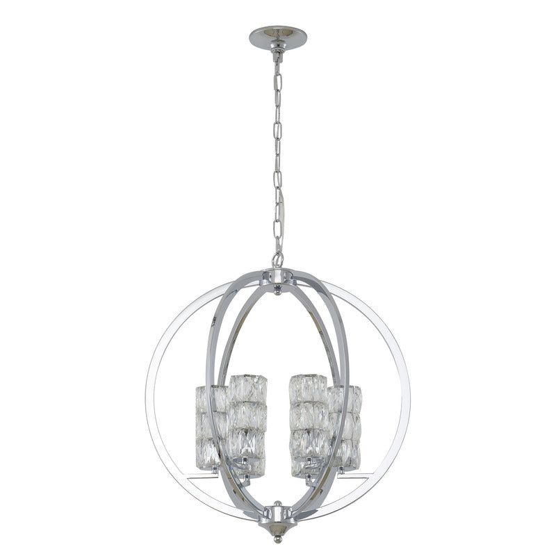 Chrome Orb Frame Chandelier with Clear Crystal Shades by Bethel - view 2