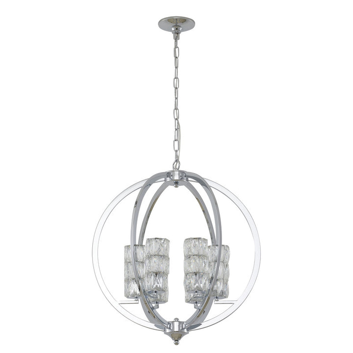 Chrome Orb Frame Chandelier with Clear Crystal Shades by Bethel - view 2