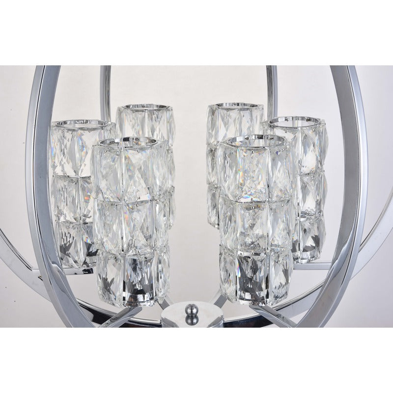 Chrome Orb Frame Chandelier with Clear Crystal Shades by Bethel - view 3