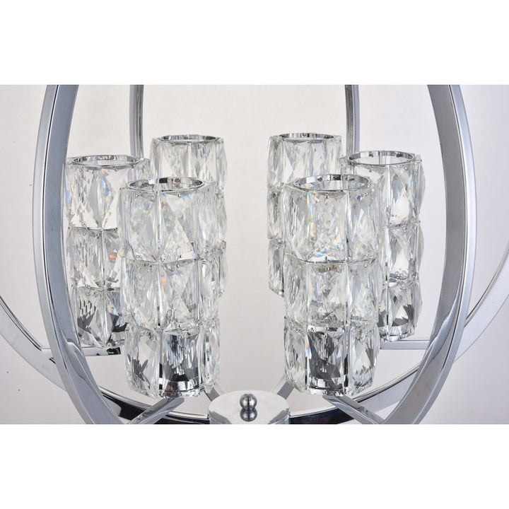 Chrome Orb Frame Chandelier with Clear Crystal Shades by Bethel - view 3