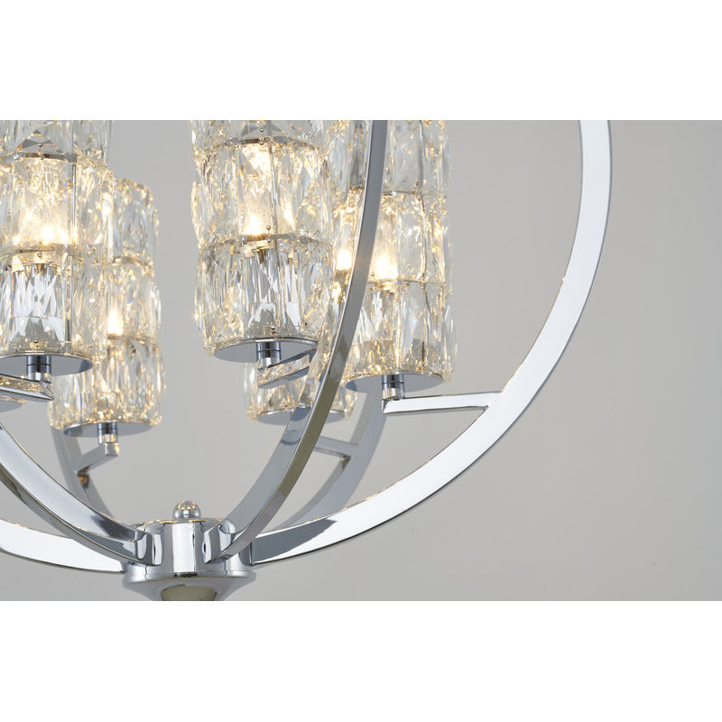 Chrome Orb Frame Chandelier with Clear Crystal Shades by Bethel - view 5