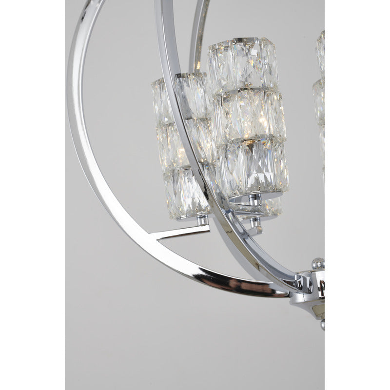 Chrome Orb Frame Chandelier with Clear Crystal Shades by Bethel - view 7
