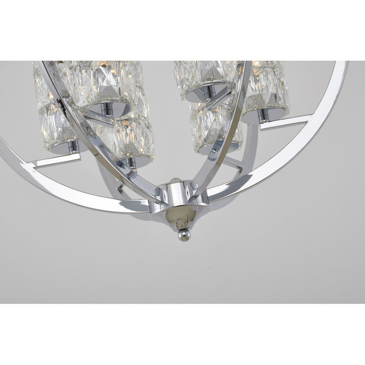 Chrome Orb Frame Chandelier with Clear Crystal Shades by Bethel - view 9