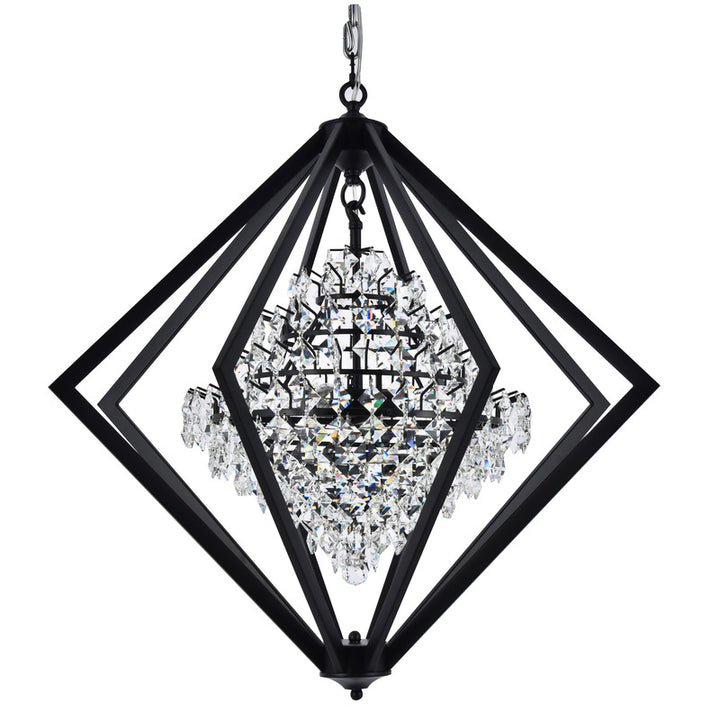 Metal Diamond Cage Chandelier with Clear Hanging Crystals by Bethel - view 2