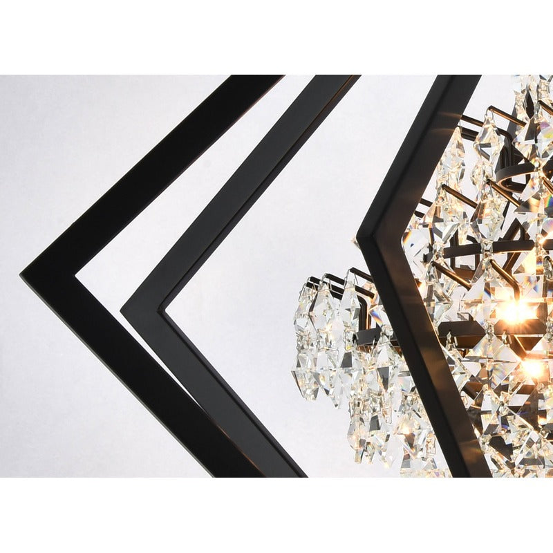 Metal Diamond Cage Chandelier with Clear Hanging Crystals by Bethel - view 3