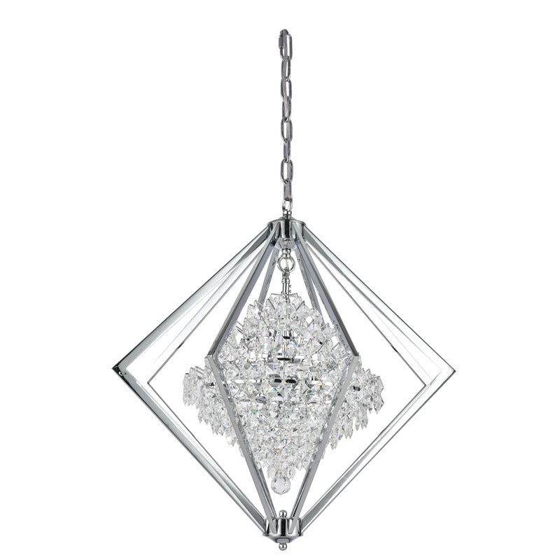 Metal Diamond Cage Chandelier with Clear Hanging Crystals by Bethel - view 7