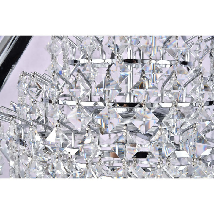 Metal Diamond Cage Chandelier with Clear Hanging Crystals by Bethel - view 9